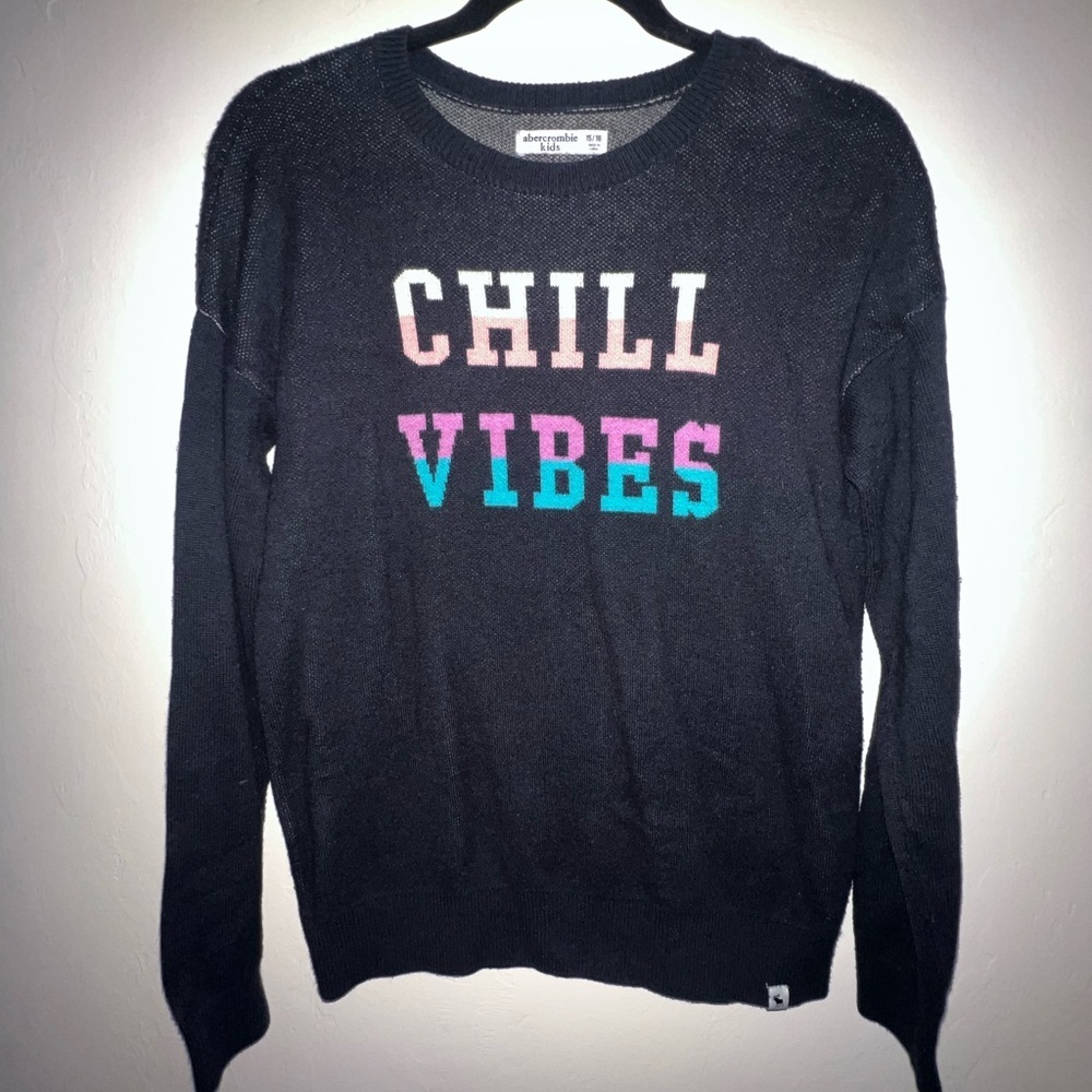 Abercrombie Kids‎ navy blue Sweater with Colorful Text